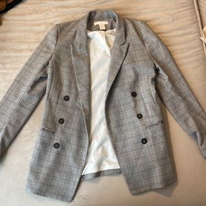 H&M plaid long blazer size 4